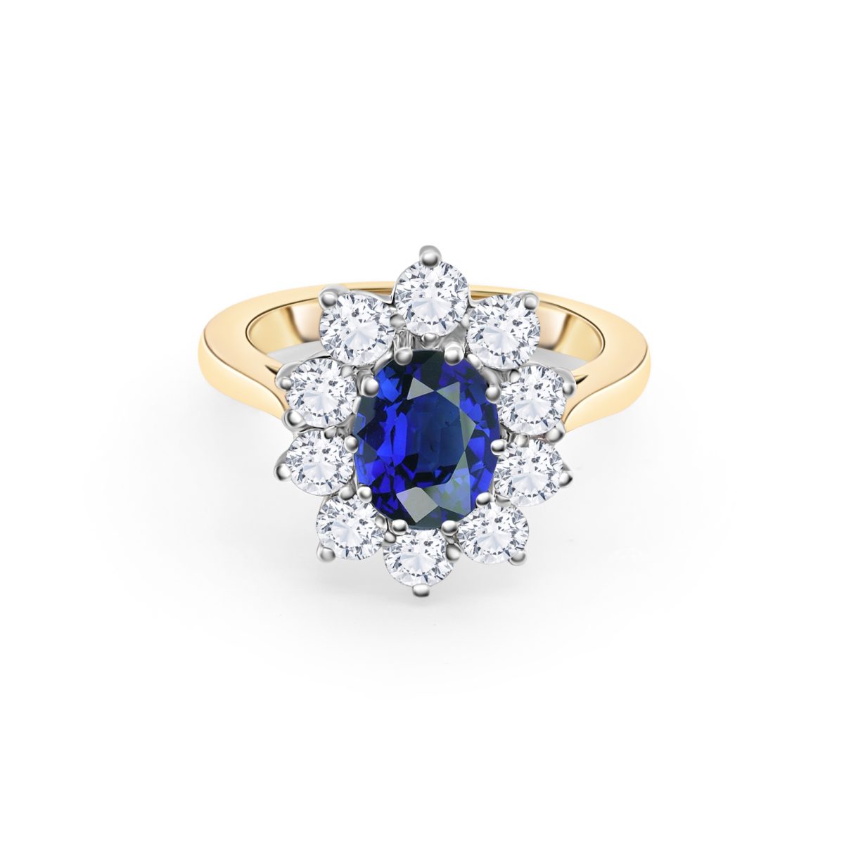 18ct Yellow Gold Saphire Cluster Ring (R352SD)